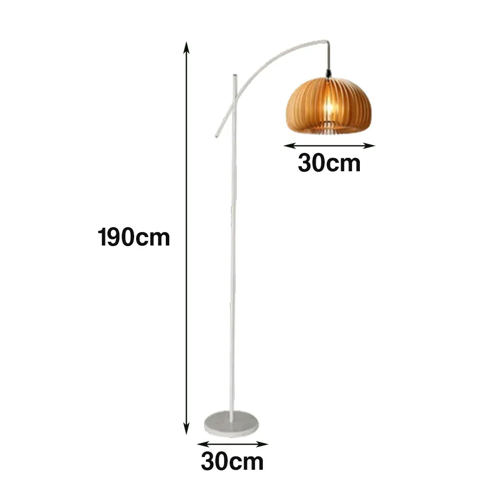 LIVARA Floor Lamp Soft Ambient Lighting Pumpkin-Style Shade Metal & Marble Base Premium Design - White - Image 6