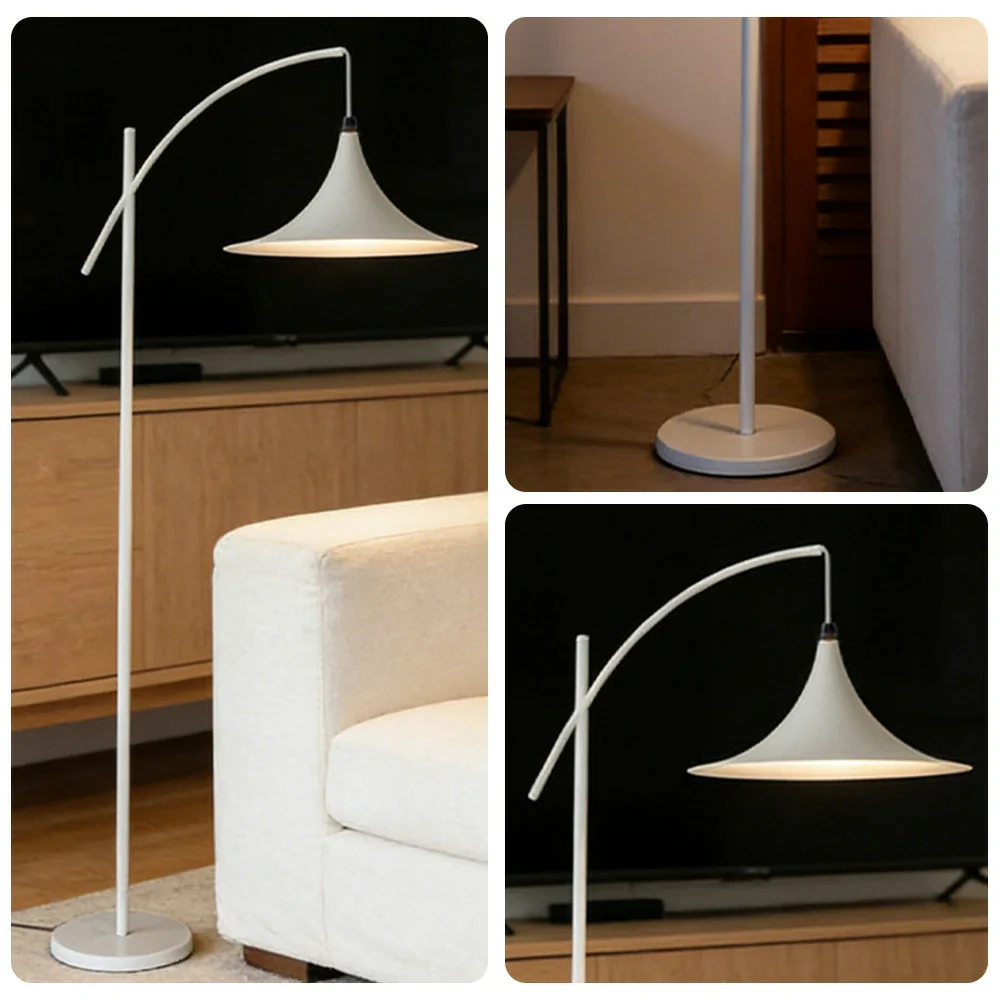 LIVARA Floor Lamp Soft Ambient Lighting UFO-Style Shade Metal & Marble Base Premium Design - White - Image 3