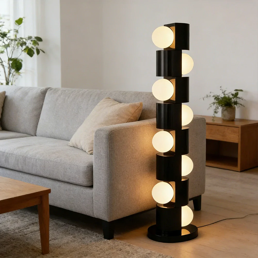LIVARA Floor Lamp Easy-Change E27 Bulb Metal Body Corrosion-Resistant Stable Base - Black - Image 2