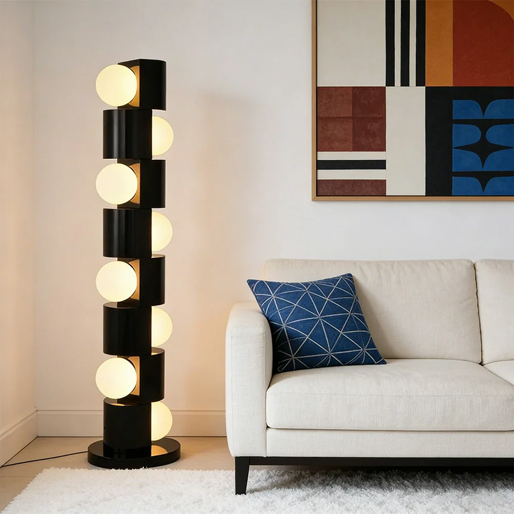LIVARA Floor Lamp Easy-Change E27 Bulb Metal Body Corrosion-Resistant Stable Base - Black - Image 4