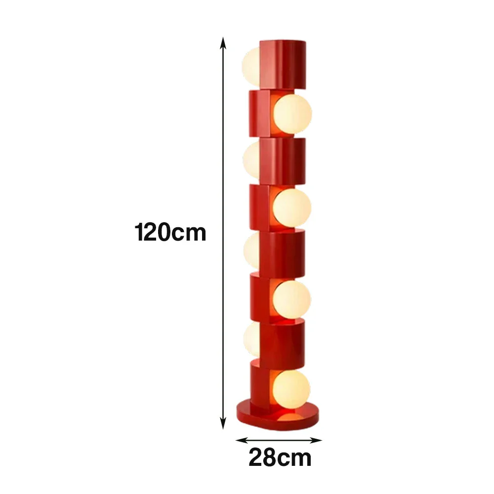 LIVARA Floor Lamp Easy-Change E27 Bulb Metal Body Corrosion-Resistant Stable Base - Red - Image 5