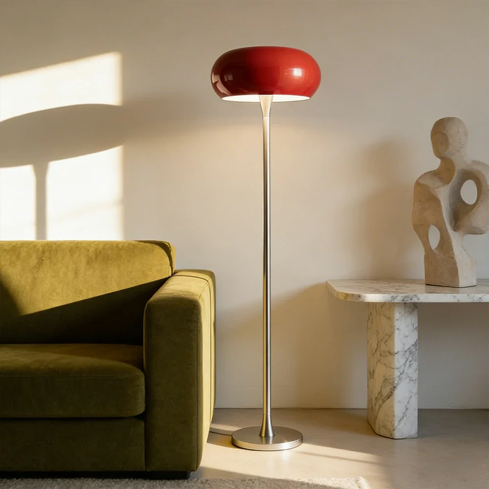 LIVARA Floor Lamp Soft Eye-Friendly Lighting Iron Shade PMMA Light Panel Premium Finish - Red - Image 2