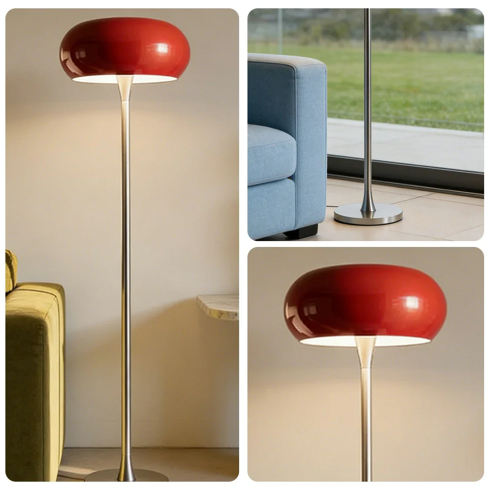 LIVARA Floor Lamp Soft Eye-Friendly Lighting Iron Shade PMMA Light Panel Premium Finish - Red - Image 3