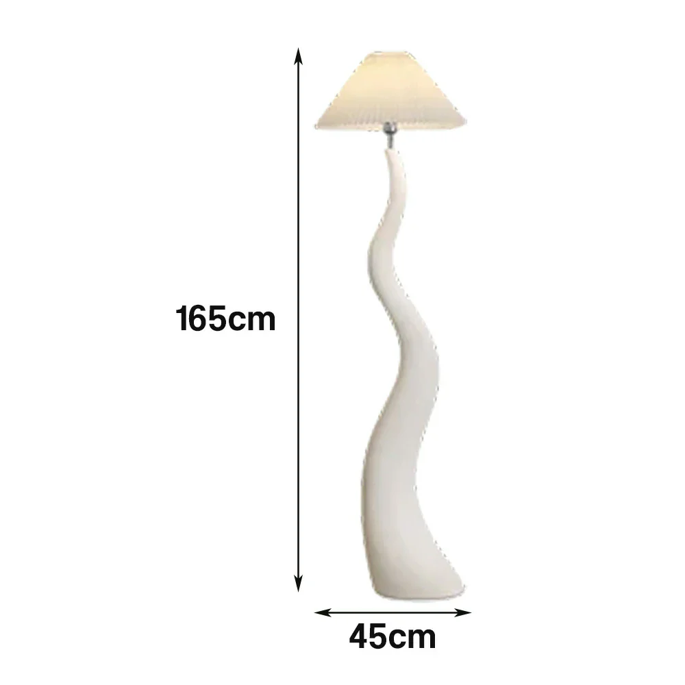 LIVARA Floor Lamp Adjustable Shade Soft Lighting Fabric & Resin Build Pleated Design - White - Image 5