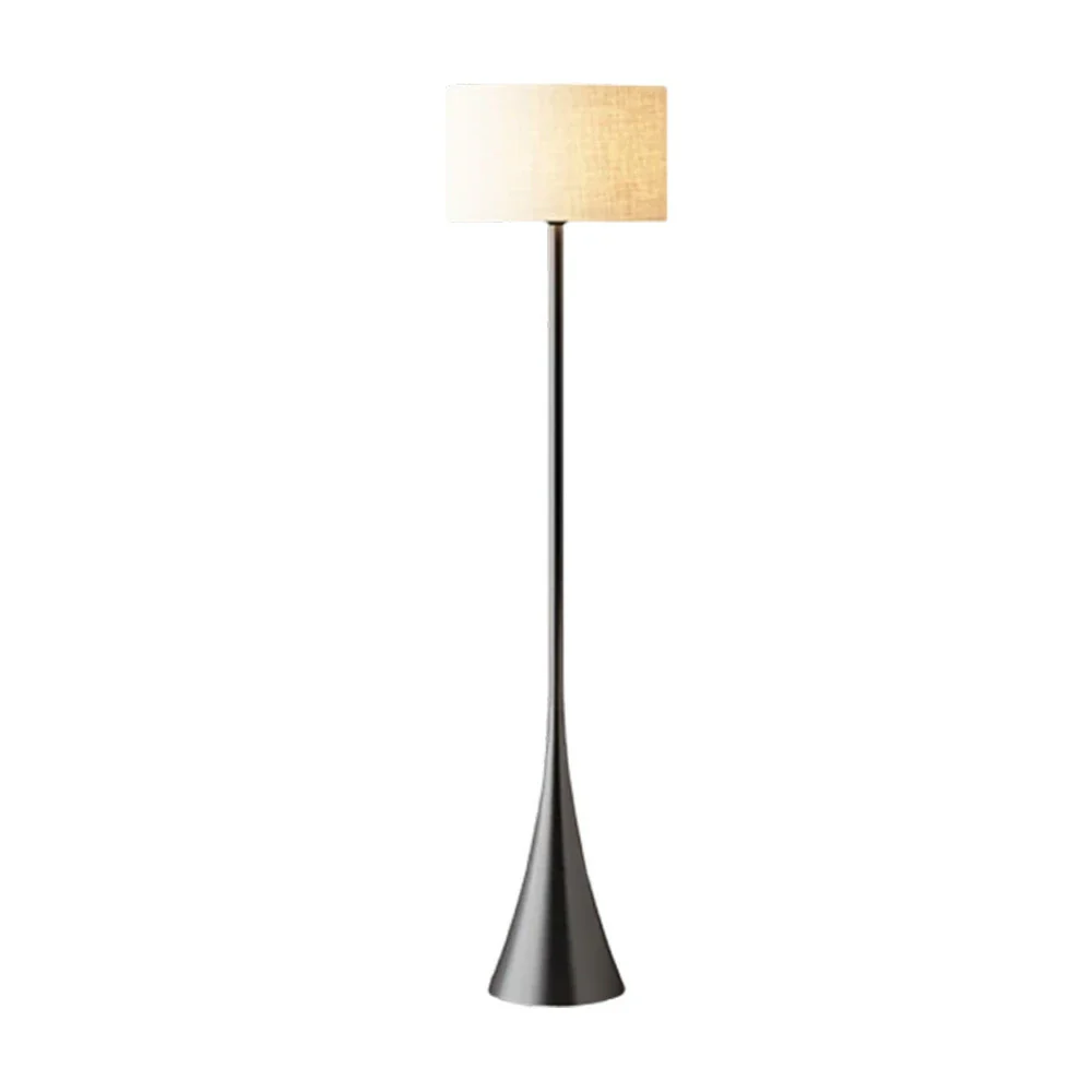 LIVARA Floor Lamp Three-Mode Lighting Vintage Fabric Shade Iron Base Triangular Stable Design
