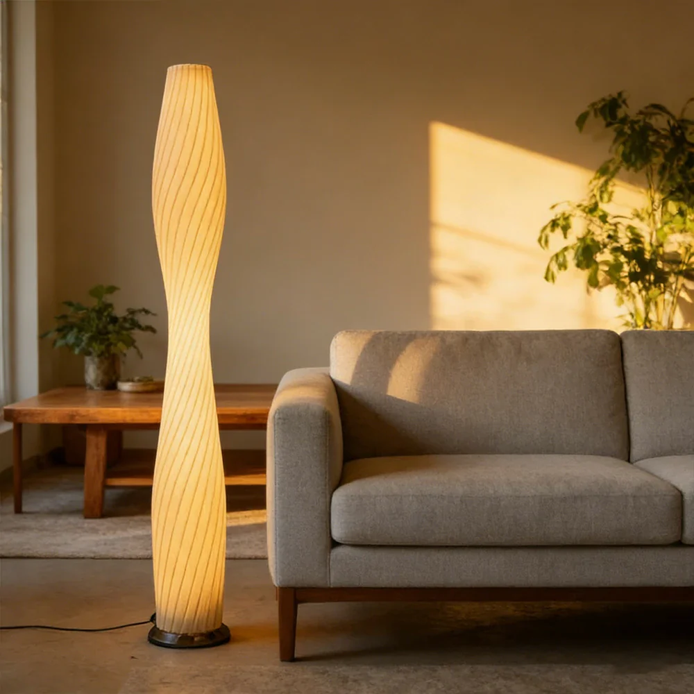 LIVARA Floor Lamp Flicker-Free Eye-Care Lighting Iron Body Rose Gold Colour High-Transparency Shade Stable Design - Image 2