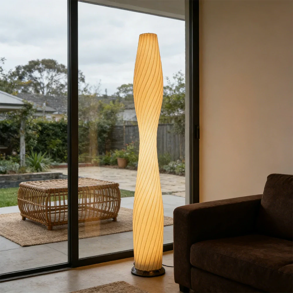 LIVARA Floor Lamp Flicker-Free Eye-Care Lighting Iron Body Rose Gold Colour High-Transparency Shade Stable Design - Image 4