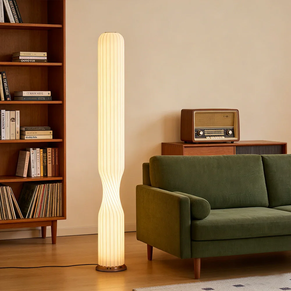 LIVARA Floor Lamp Soft Eye-Friendly Light Iron Frame Rose Gold Colour Clear Shade Tip-Resistant Base - Image 2