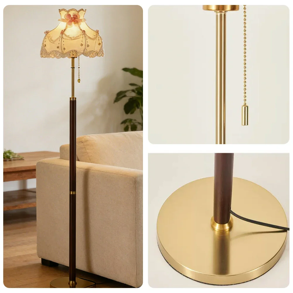 LIVARA Floor Lamp Soft Lighting Fabric Shade Solid Brass Base Weighted Design Stable and Secure Build - Image 3