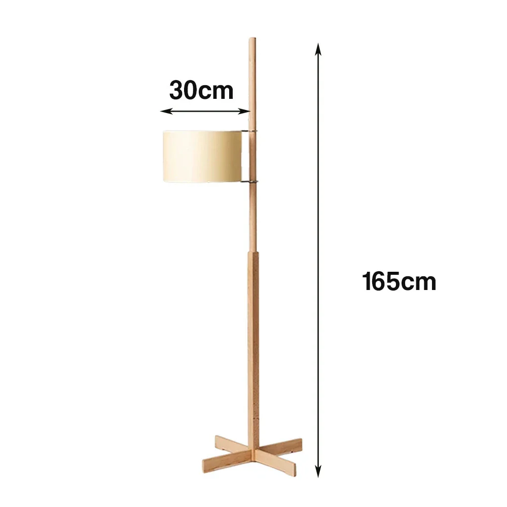 LIVARA Floor Lamp Soft Ambient Light Fabric Shade Wood-Grain Body Relaxed Home Style - Wood - Image 5