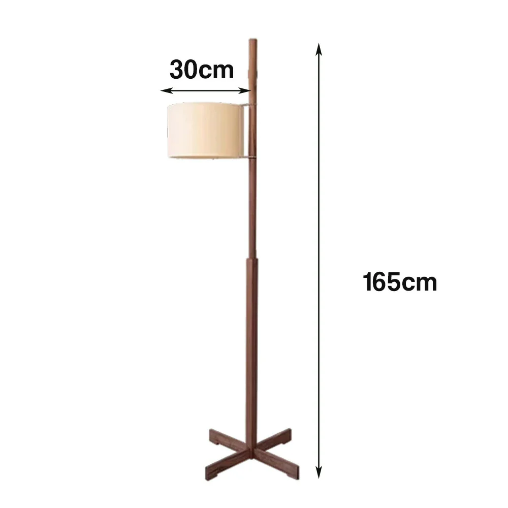 LIVARA Floor Lamp Soft Ambient Light Fabric Shade Wood-Grain Body Relaxed Home Style - Walnut - Image 5