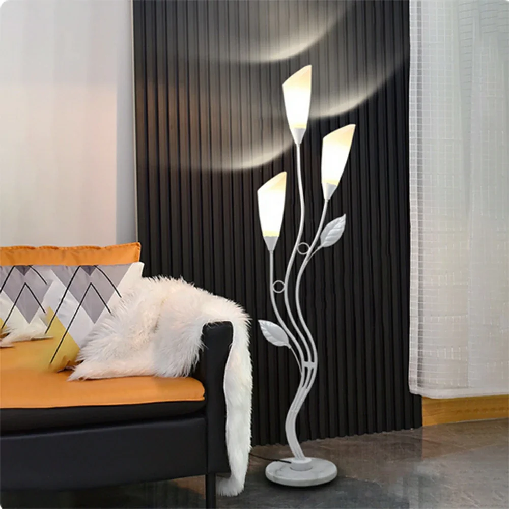 LIVARA Floor Lamp 7/12W Soft Ambient Lighting Acrylic Shade Triple-Light Stable Base Artistic Design - White - Image 2