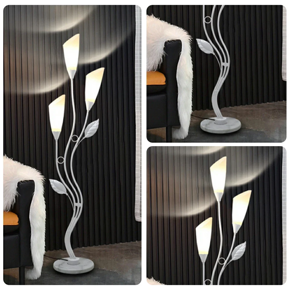 LIVARA Floor Lamp 7/12W Soft Ambient Lighting Acrylic Shade Triple-Light Stable Base Artistic Design - White - Image 3