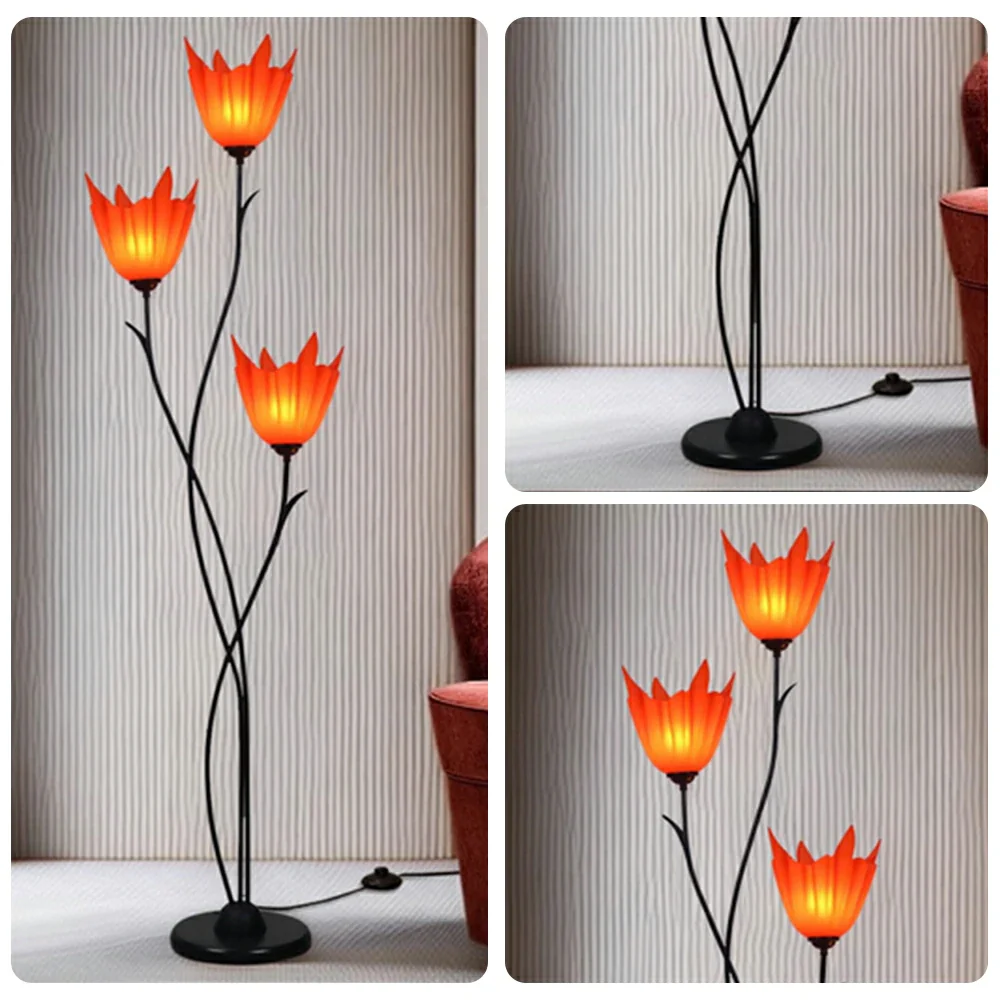 LIVARA 7/12W Floor Lamp 3 Lighting Modes Soft Ambient Lighting Acrylic Shade Foot Switch Stable Base - Black&Red - Image 3