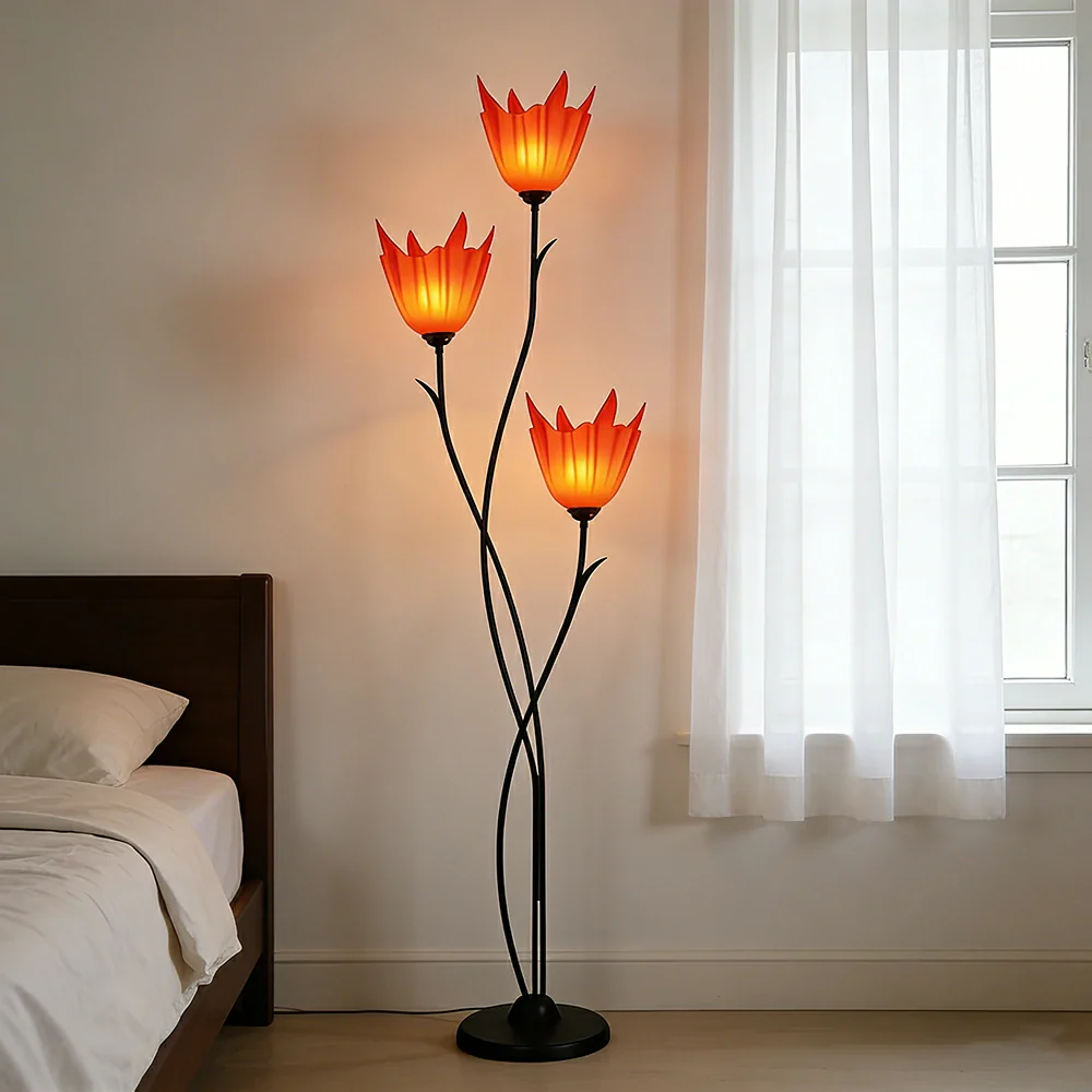 LIVARA 7/12W Floor Lamp 3 Lighting Modes Soft Ambient Lighting Acrylic Shade Foot Switch Stable Base - Black&Red - Image 4
