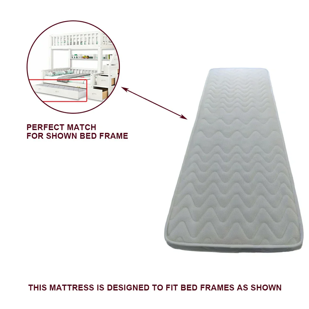LIVARA Trundle Bed Mattress for SF01 & CF02 - Multi-Layer Coconut Fibre & Latex, Breathable Fabric, Lightweight Support - White - Image 6