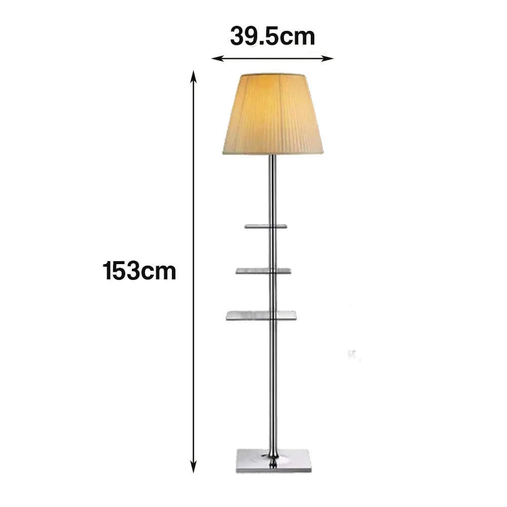 LIVARA Floor Lamp 2-in-1 Lighting & Storage Acrylic Shade Iron Frame Rotatable Multi-Tier Trays - Beige - Image 5