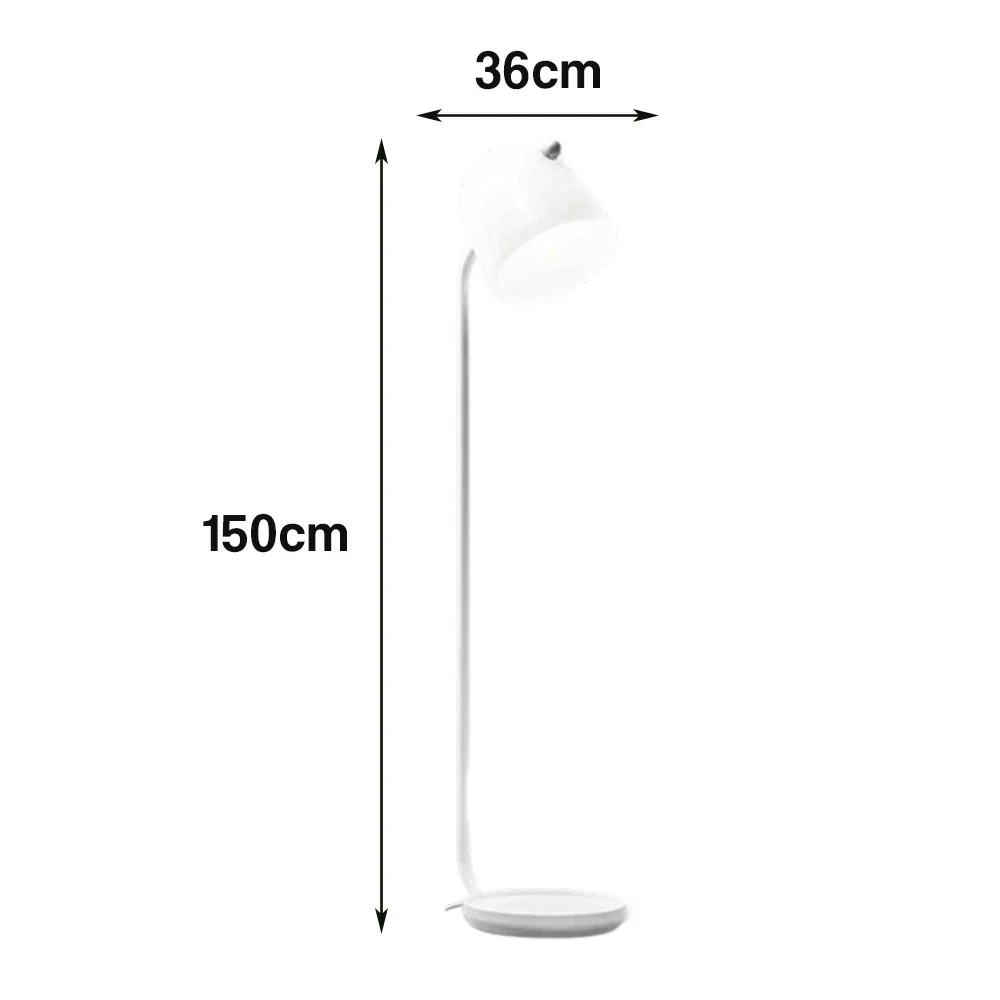 LIVARA Floor Lamp Adjustable Reading Light Metal Frame Curved Pole Design Stable Round Base - White - Image 5