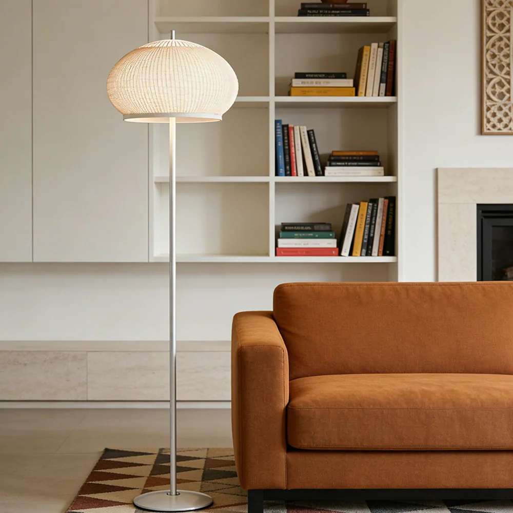 LIVARA Floor Lamp 50W Soft Ambient Lighting Fabric Shade Carbon Steel Frame LED Energy-Efficient - Image 2