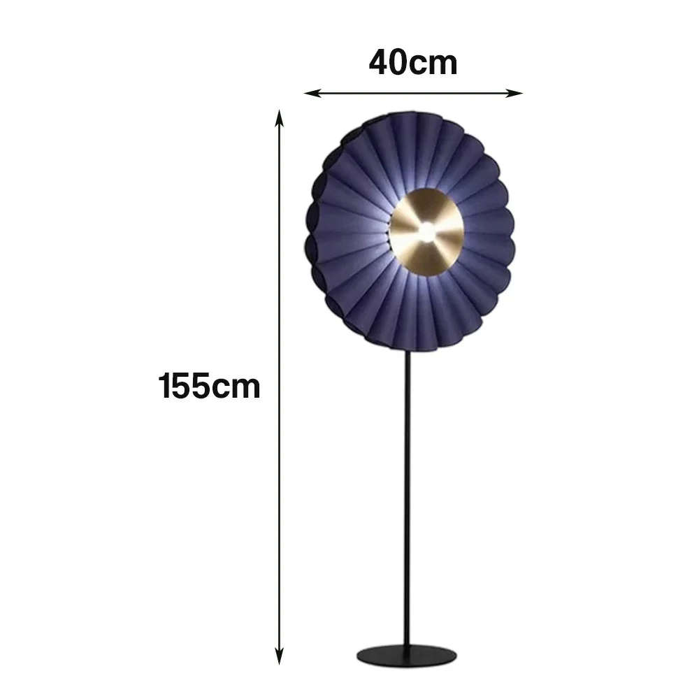 LIVARA Floor Lamp Scandinavian Design Soft Lighting Metal Frame Handcrafted Fabric Shade - Blue - Image 5