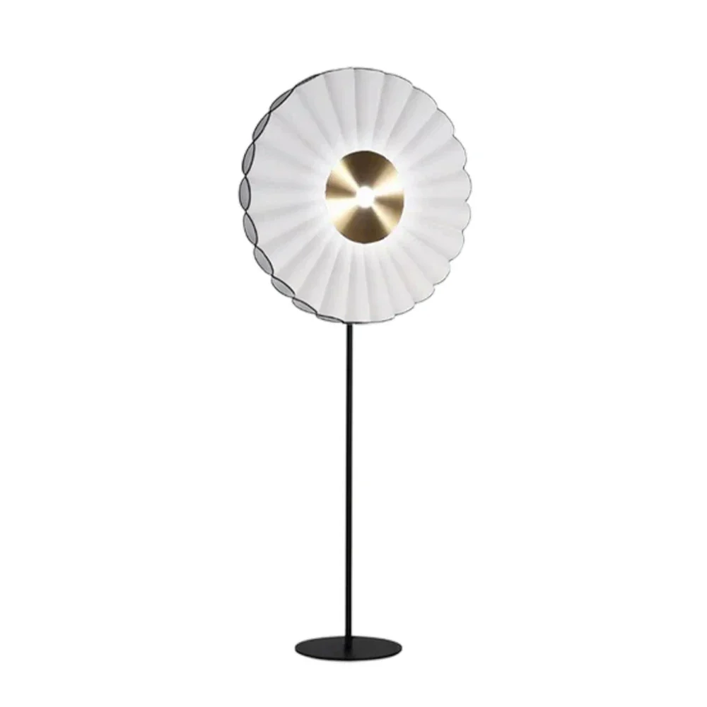 LIVARA Floor Lamp Scandinavian Design Soft Lighting Metal Frame Handcrafted Fabric Shade - White