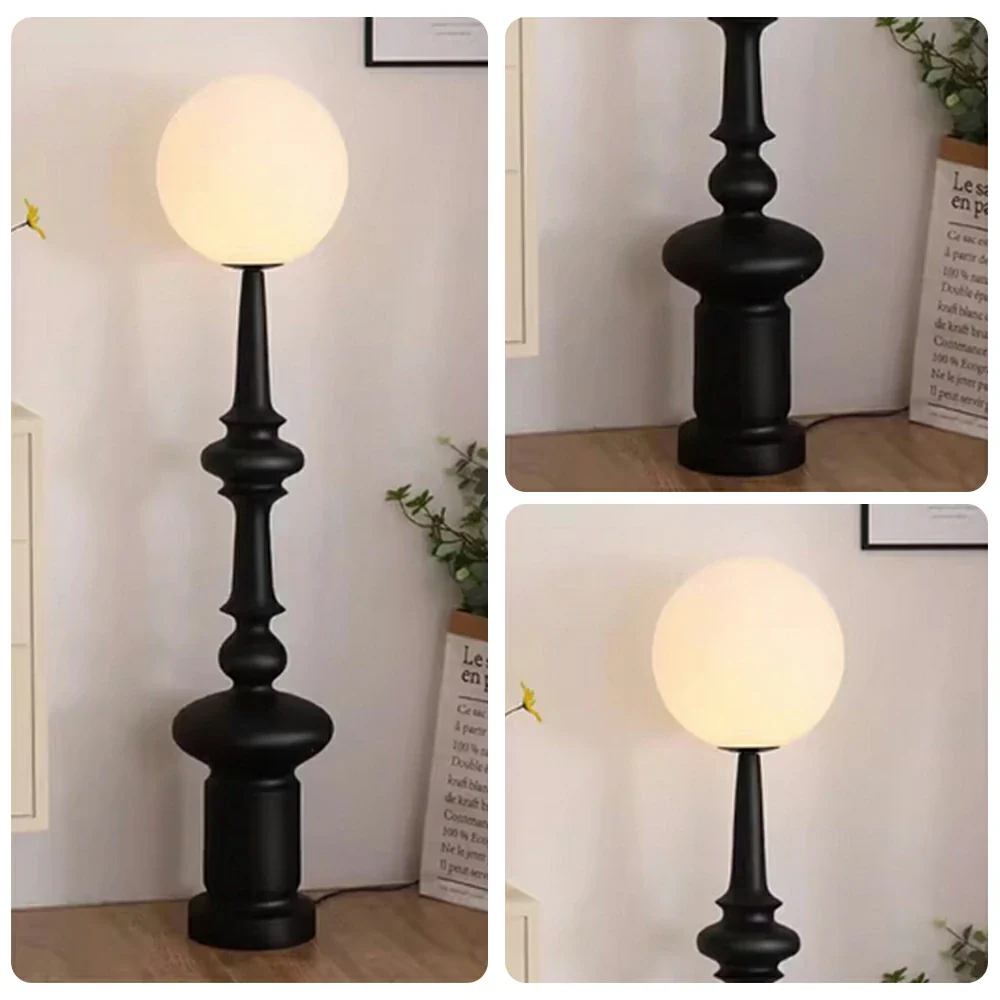 LIVARA Floor Lamp Soft Ambient Lighting Acrylic Shade Resin & Acrylic Body Matte Black Roman Column Design - Image 3