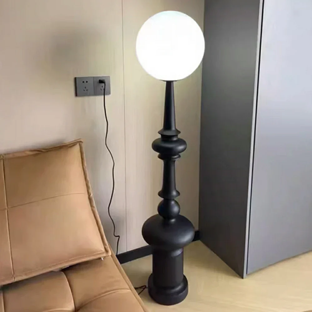 LIVARA Floor Lamp Soft Ambient Lighting Acrylic Shade Resin & Acrylic Body Matte Black Roman Column Design - Image 4