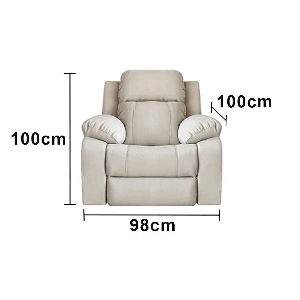 LIVARA Electric Recliner Armchair Wide-Angle Adjustment Premium Imported Leather 7D Fibre Comfort Support - Beige - Image 5