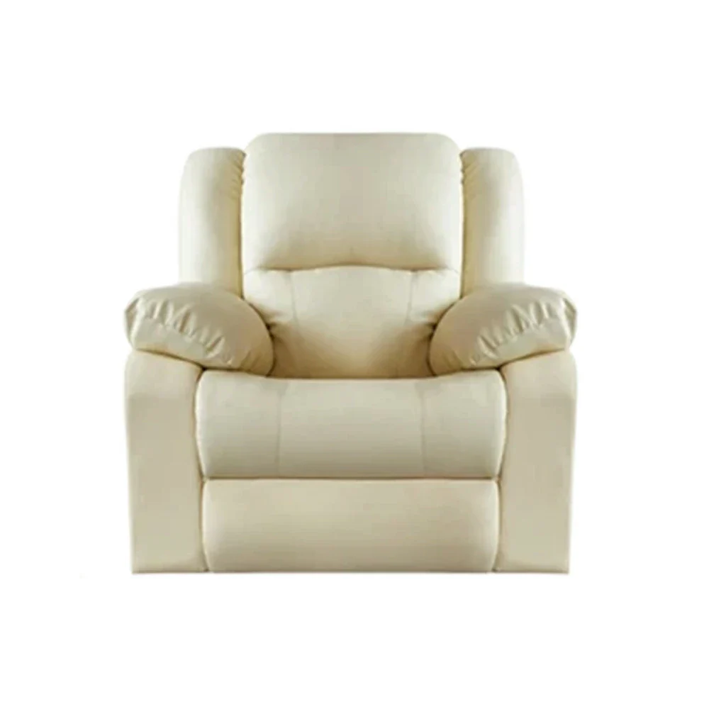 LIVARA 98cm Electric Recliner Sofa Single Seat Power Extend Top-Grain Leather Comfort Design - Beige