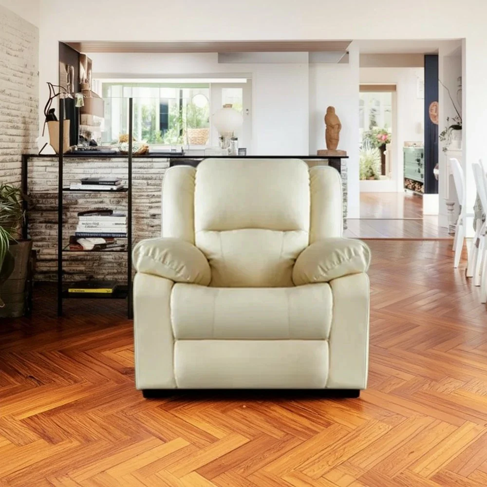 LIVARA 98cm Electric Recliner Sofa Single Seat Power Extend Top-Grain Leather Comfort Design - Beige - Image 2