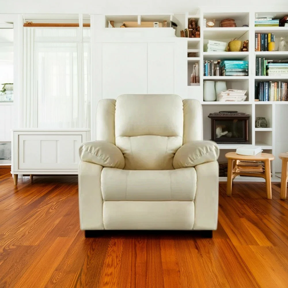 LIVARA 98cm Electric Recliner Sofa Single Seat Power Extend Top-Grain Leather Comfort Design - Beige - Image 4