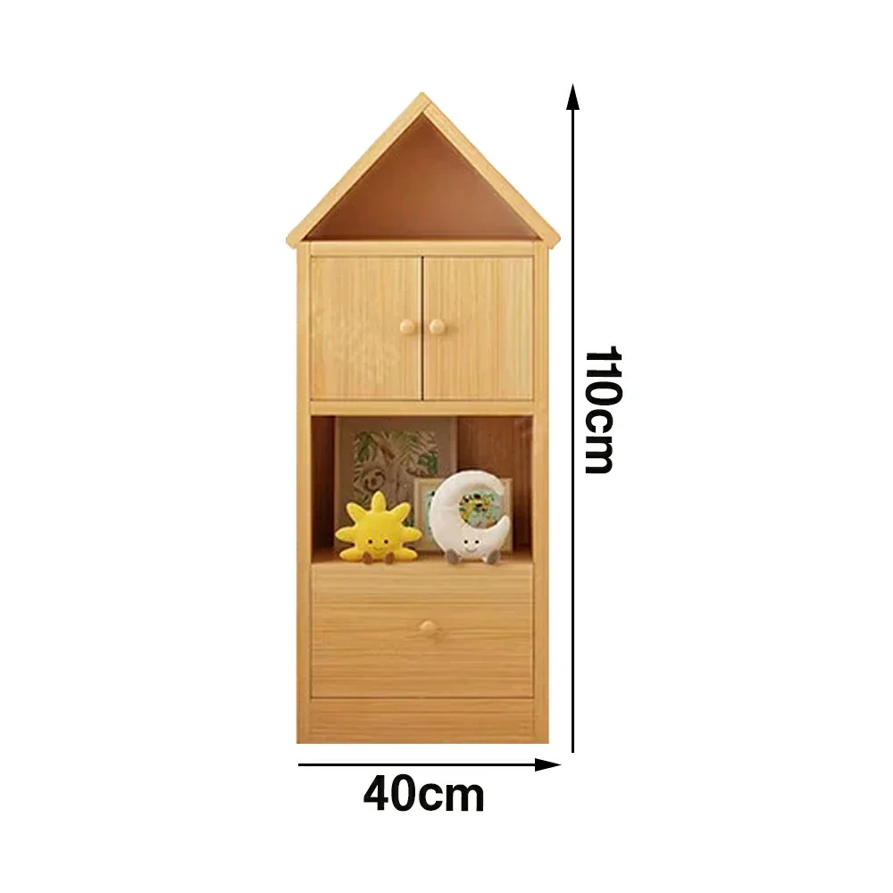 LIVARA Kids House Bookshelf - Solid Wood Storage Cabinet with Anti-Collision Corners, Large Capacity Book & Toy Organiser - Natural Wood - Image 5