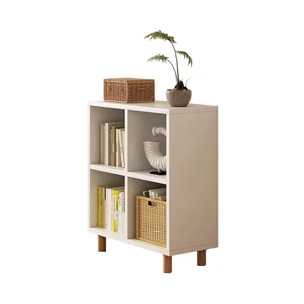 LIVARA Solid Wood Storage Cabinet with Legs - 4/6-Cube Organiser, Sturdy Open Shelving for Living Room & Bedroom - Warm White