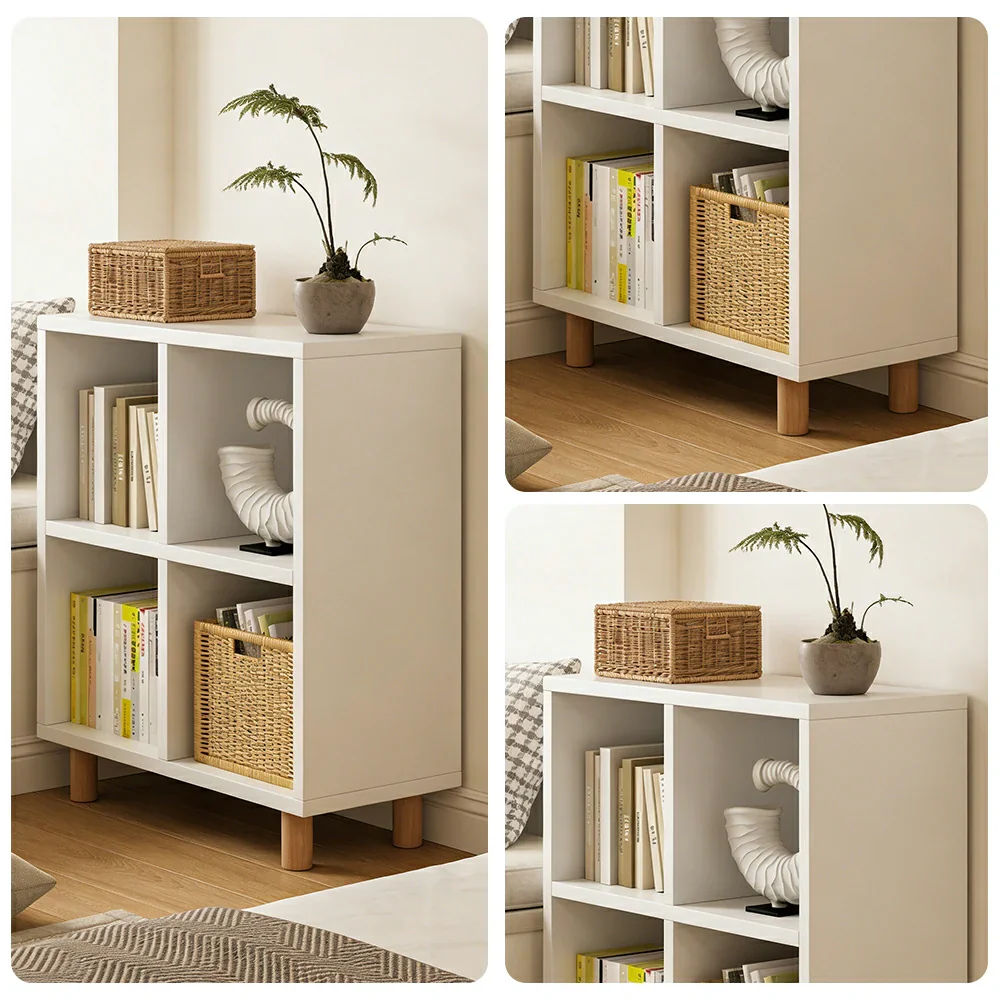 LIVARA Solid Wood Storage Cabinet with Legs - 4/6-Cube Organiser, Sturdy Open Shelving for Living Room & Bedroom - Warm White - Image 3