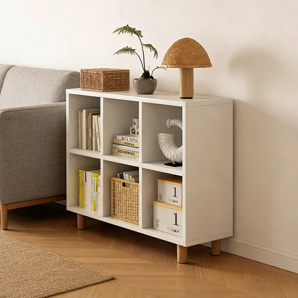LIVARA Solid Wood Storage Cabinet with Legs - 4/6-Cube Organiser, Sturdy Open Shelving for Living Room & Bedroom - Warm White - Image 7