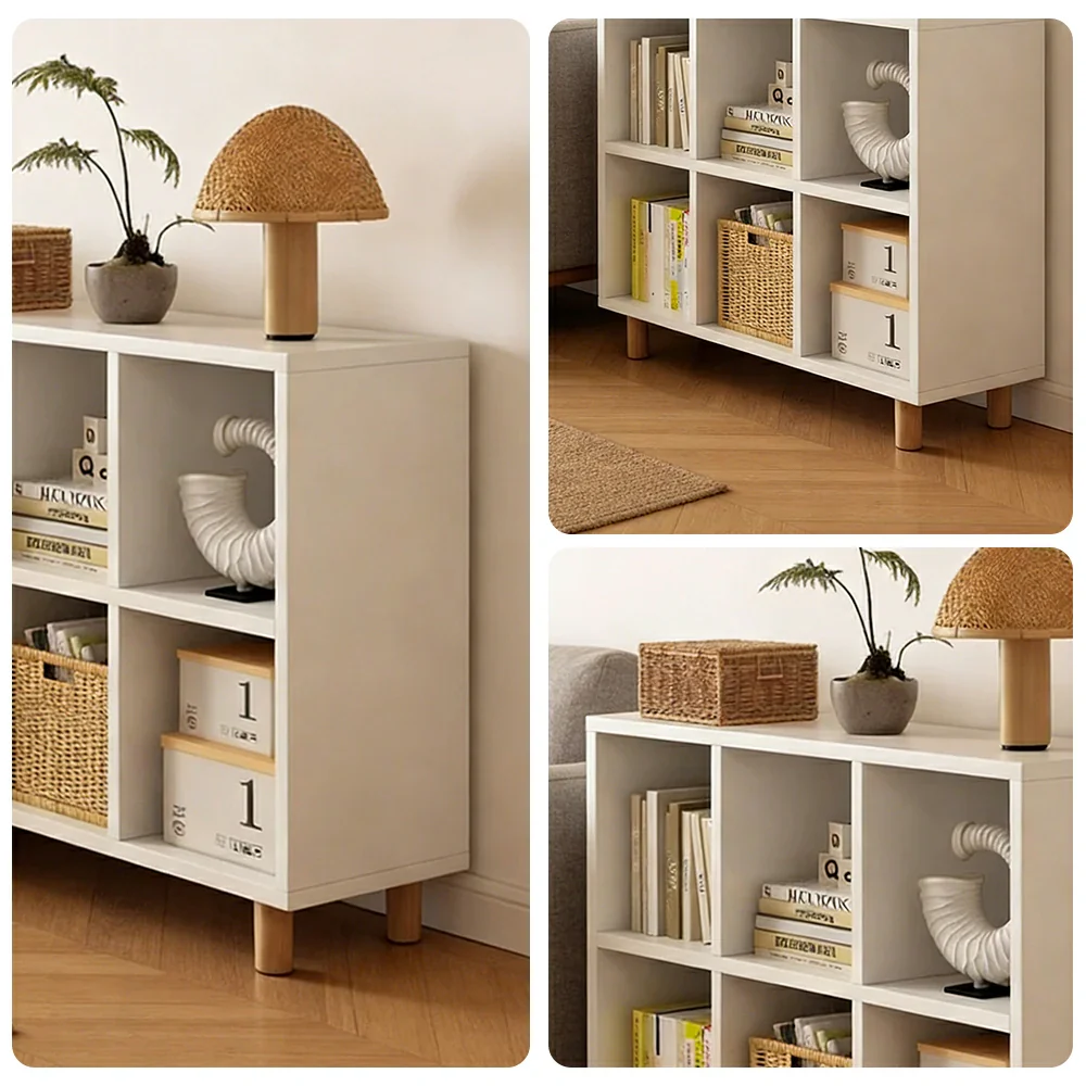 LIVARA Solid Wood Storage Cabinet with Legs - 4/6-Cube Organiser, Sturdy Open Shelving for Living Room & Bedroom - Warm White - Image 8