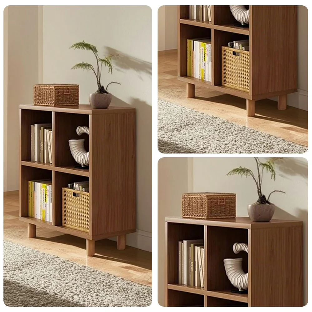 LIVARA Solid Wood Storage Cabinet with Legs - 4/6-Cube Organiser, Sturdy Open Shelving for Living Room & Bedroom - Walnut - Image 3