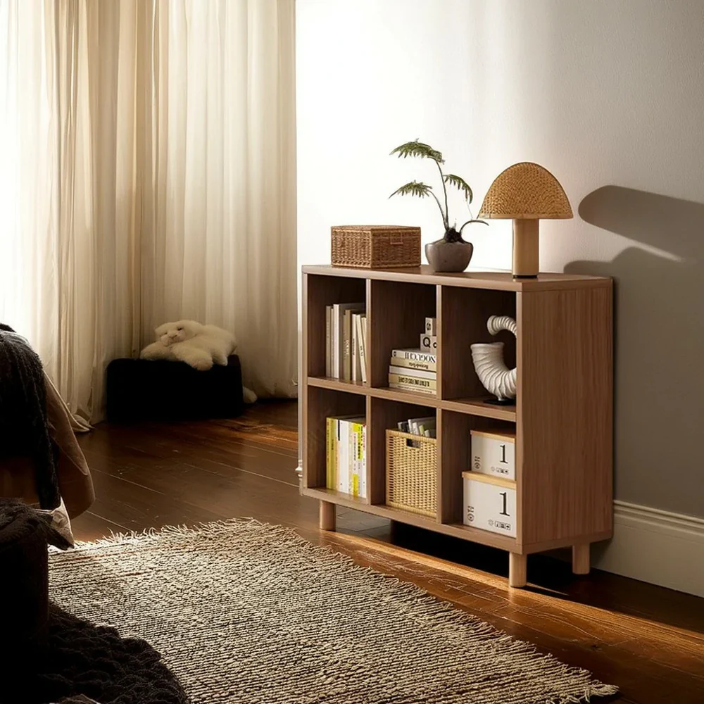 LIVARA Solid Wood Storage Cabinet with Legs - 4/6-Cube Organiser, Sturdy Open Shelving for Living Room & Bedroom - Walnut - Image 9