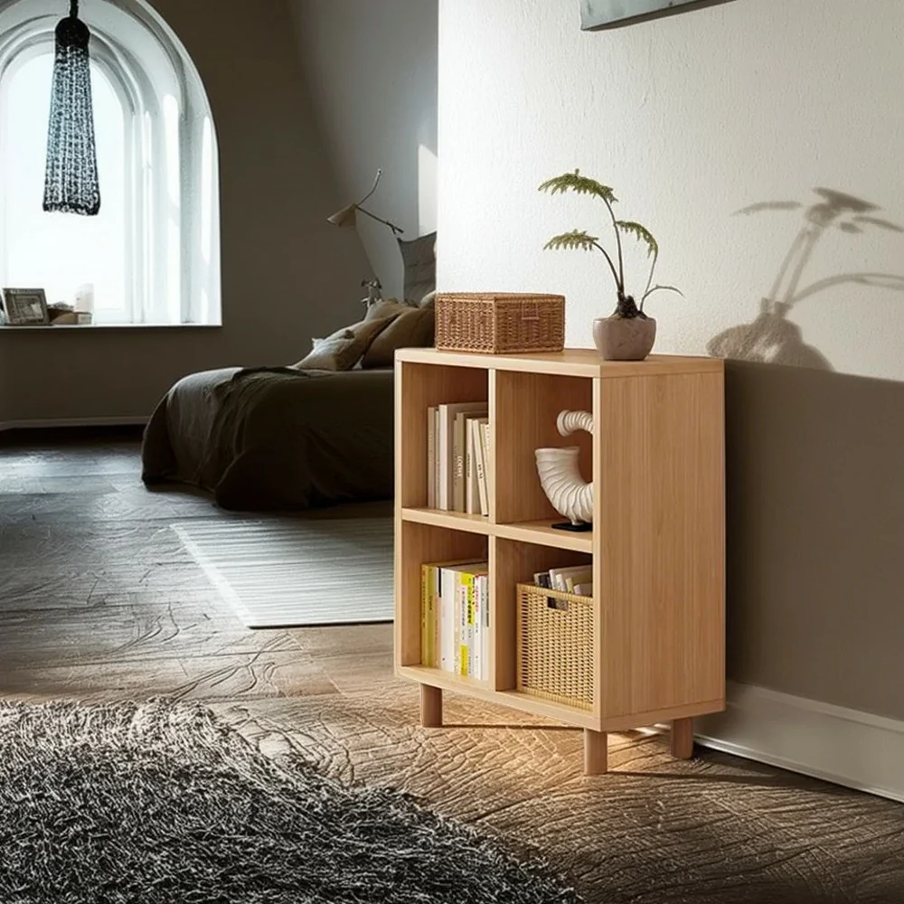 LIVARA Solid Wood Storage Cabinet with Legs - 4/6-Cube Organiser, Sturdy Open Shelving for Living Room & Bedroom - Beech - Image 5