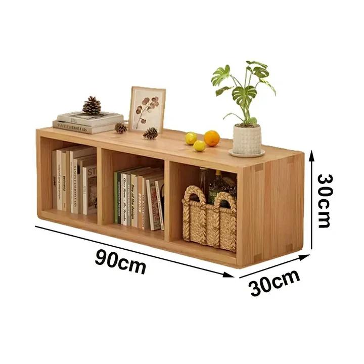 LIVARA Solid Wood Storage Cabinet - 3/4-Cube Open Shelf Organiser, Space-Saving Design for Living Room & Bedroom - Natural Wood - Image 5