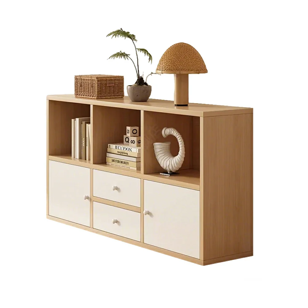 LIVARA Storage Cabinet with Doors & Drawers - 6/8-Cube Organiser, Large Capacity Shelving for Living Room & Bedroom - Beech