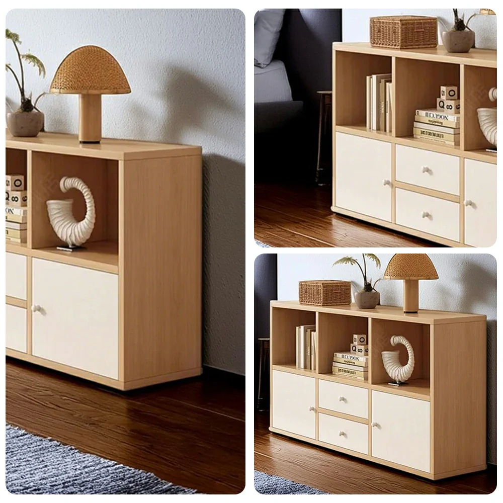 LIVARA Storage Cabinet with Doors & Drawers - 6/8-Cube Organiser, Large Capacity Shelving for Living Room & Bedroom - Beech - Image 3