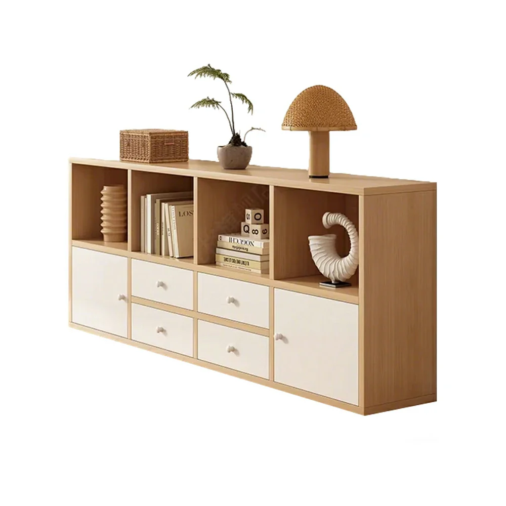 LIVARA Storage Cabinet with Doors & Drawers - 6/8-Cube Organiser, Large Capacity Shelving for Living Room & Bedroom - Beech - Image 6