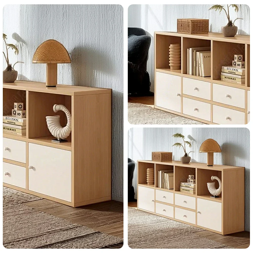 LIVARA Storage Cabinet with Doors & Drawers - 6/8-Cube Organiser, Large Capacity Shelving for Living Room & Bedroom - Beech - Image 8