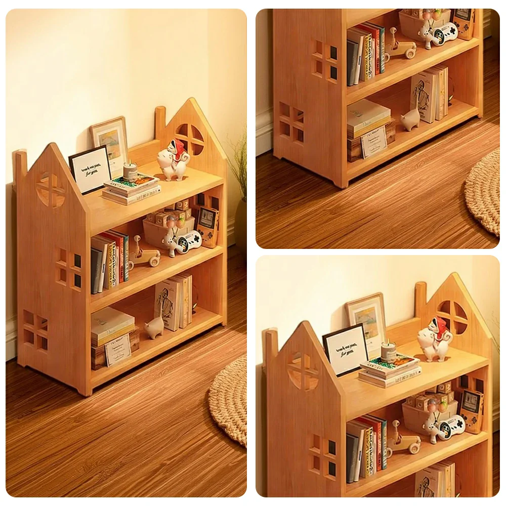 LIVARA Solid Wood Bookshelf - 3/4-Tier Deep Storage Shelf, House Design Organiser for Kids Room & Living Room - Natural Wood - Image 3