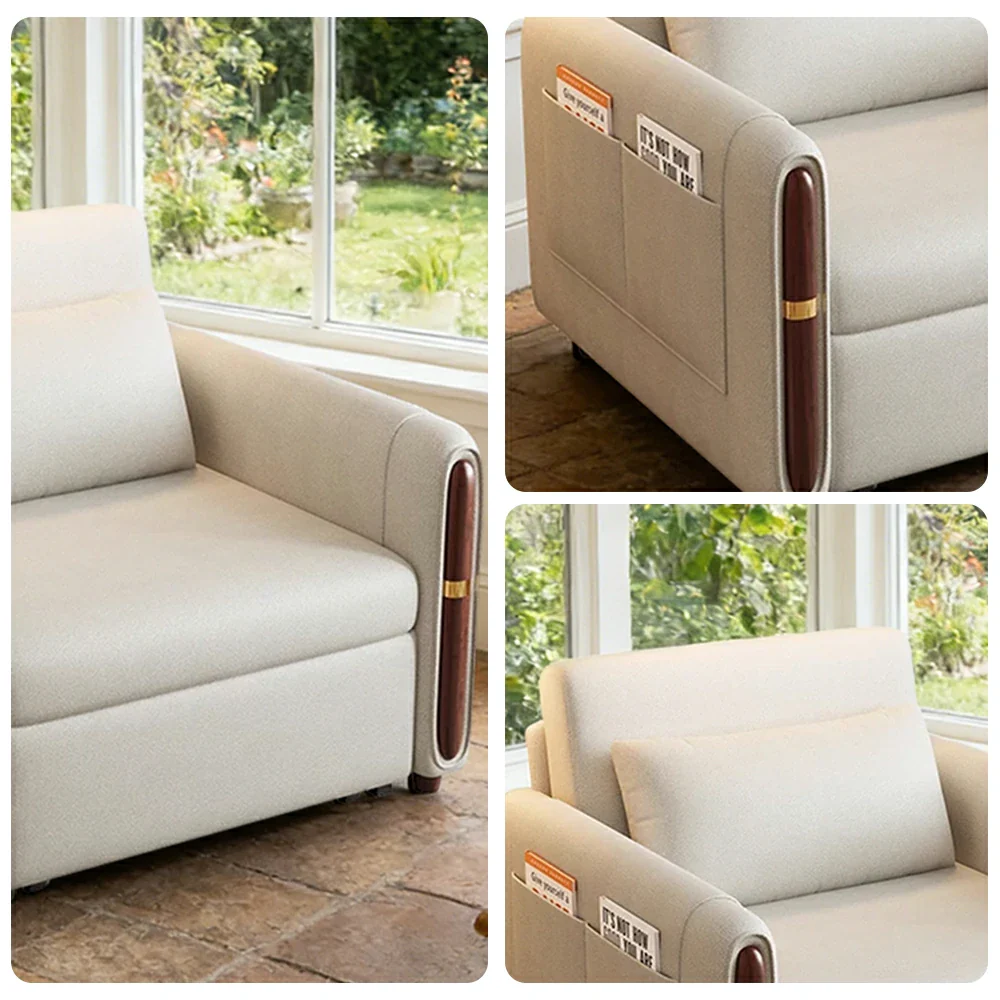 LIVARA 88/105cm Sofa Bed, Sit Lounge Sleep Design, Waterproof Fabric, Carbon Steel Frame, Space-Saving with Rollers - Grey - Image 3