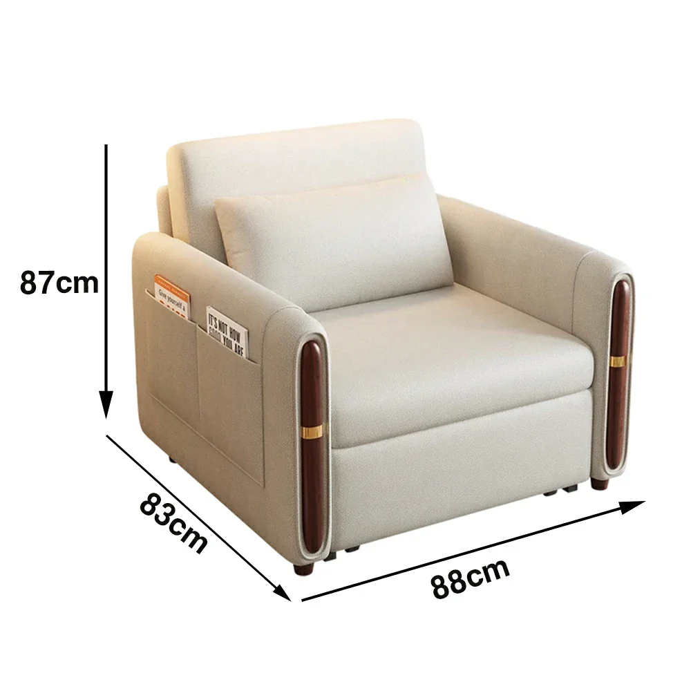 LIVARA 88/105cm Sofa Bed, Sit Lounge Sleep Design, Waterproof Fabric, Carbon Steel Frame, Space-Saving with Rollers - Grey - Image 5