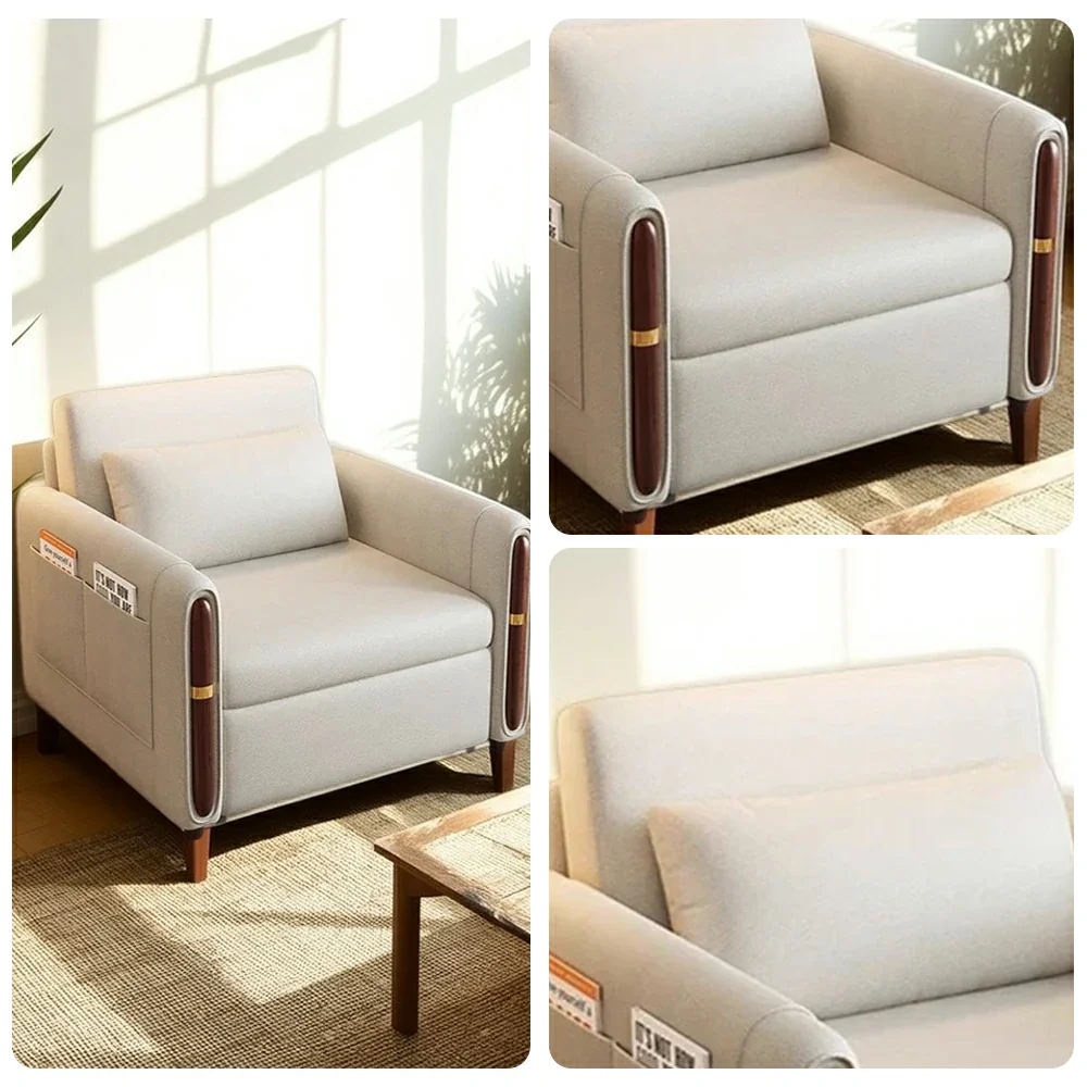 LIVARA 88/105cm Sofa Bed, Sit Lounge Sleep Design, Waterproof Fabric, Carbon Steel Frame, Space-Saving with Rollers - Beige - Image 3