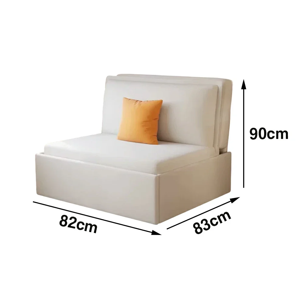 LIVARA 82/102cm Sofa Bed, Sofa to Bed Convertible Design, Soft Velvet Upholstery, Carbon Steel Frame, Removable Cover with Rollers - Beige - Image 5