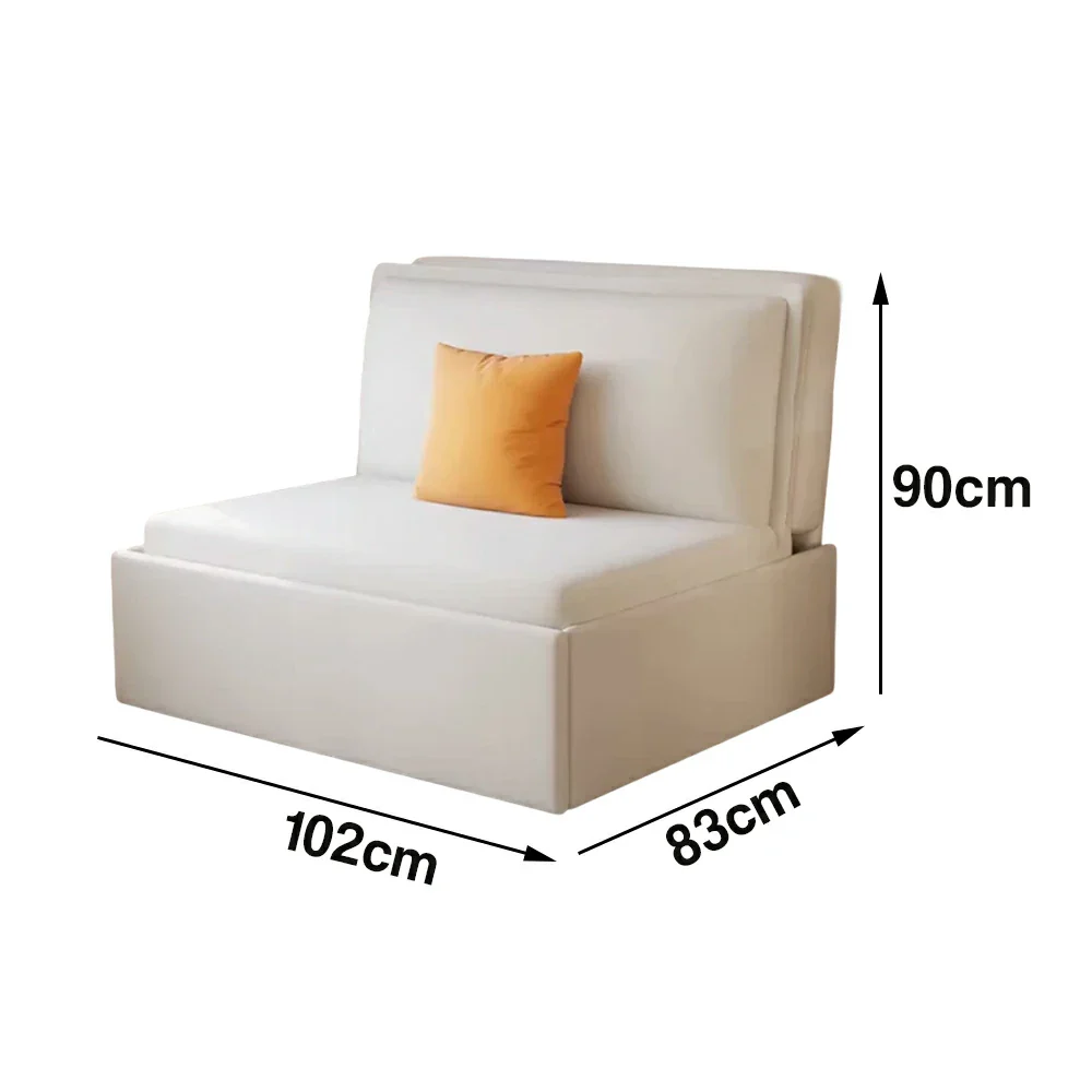 LIVARA 82/102cm Sofa Bed, Sofa to Bed Convertible Design, Soft Velvet Upholstery, Carbon Steel Frame, Removable Cover with Rollers - Beige - Image 6